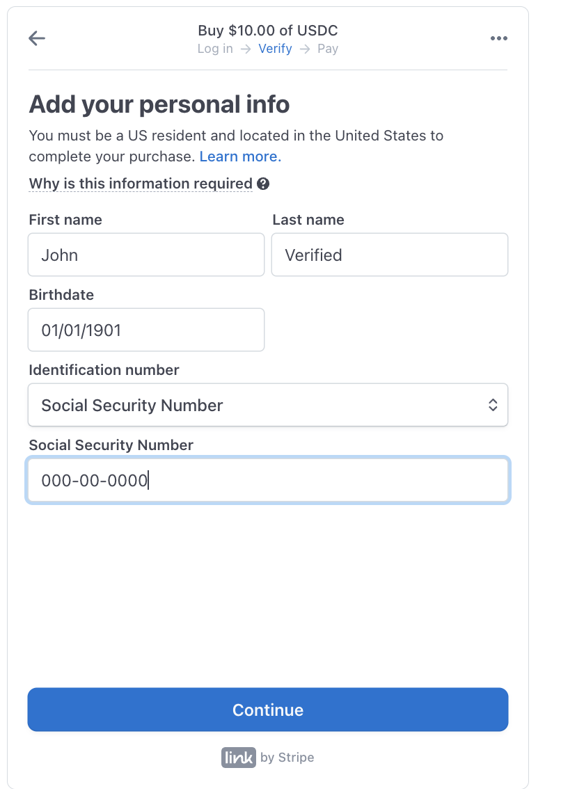 KYC Personal info example